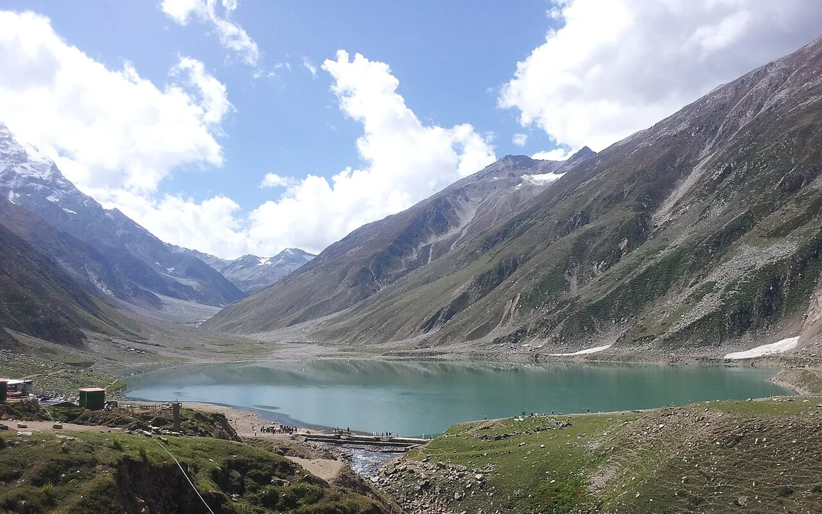 Lake Saif-ul-Malook surrounded by mountains in Kaghan Valley